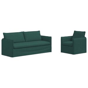 vidaXL Soffa 2 pcs M&ouml;rkgr&ouml;n 196 x 82 x 85 cm tyg