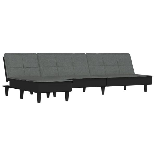 vidaXL L-formad soffa m&ouml;rkgr&aring; 255x140x70 cm tyg