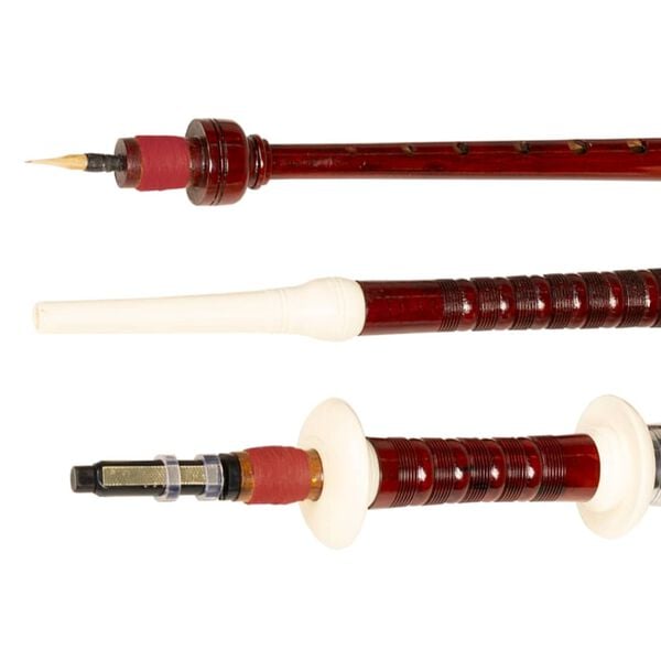 Skotsk Great Highland-s&auml;ckpipa R&ouml;d Royal Steward tartan