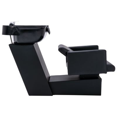 vidaXL Schamponeringsstol med handfat svart 129x59x82 cm konstläder