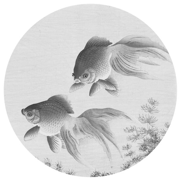 WallArt Tapet cirkelformad Two Goldfish 190 cm