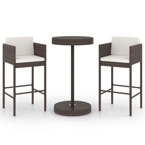 vidaXL Bargrupp f&ouml;r tr&auml;dg&aring;rden med dynor 3 delar konstrotting brun