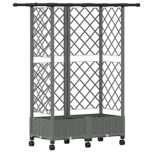 vidaXL Upph&ouml;jd B&auml;dd med Spalj&eacute; och Tak Ljusgr&aring; 124 x 40 x 127 cm PP
