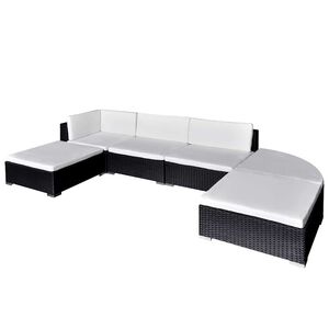 vidaXL Loungegrupp f&ouml;r tr&auml;dg&aring;rden med dynor 6 delar konstrotting svart