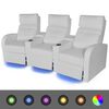 vidaXL Liggf&aring;t&ouml;lj med LED 3-sits konstl&auml;der vit