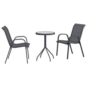 vidaXL Tr&auml;dg&aring;rds Bistro Set 3 st Gr&aring; St&aring;l