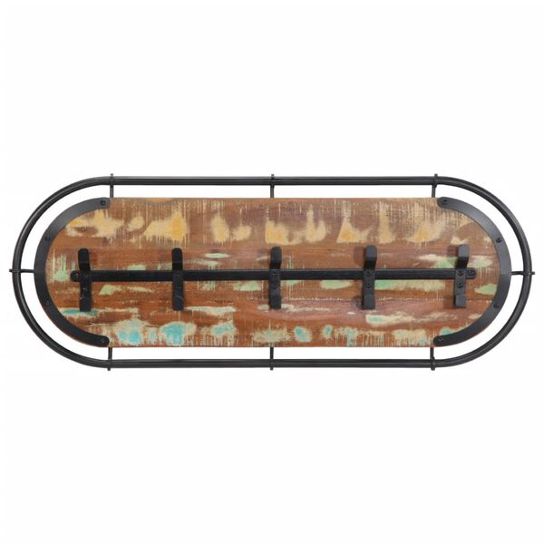 vidaXL V&auml;ggmonterad kl&auml;dh&auml;ngare med 6 krokar massivt &aring;tervunnet tr&auml;