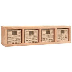 vidaXL V&auml;gghylla med korgar 62x18x16 cm massivt valn&ouml;tstr&auml;s