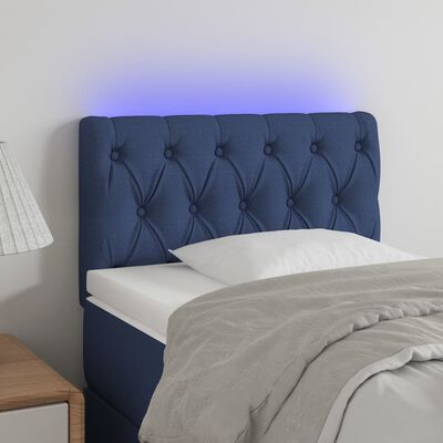 vidaXL Sänggavel LED blå 80x7x78/88 cm tyg