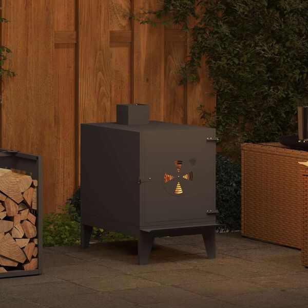 vidaXL Campingkamin Svart 35 x 50 x 60 cm Kallvalsat st&aring;l