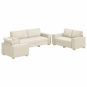 vidaXL Soffset 3 st Beige Linnenblandad tyg