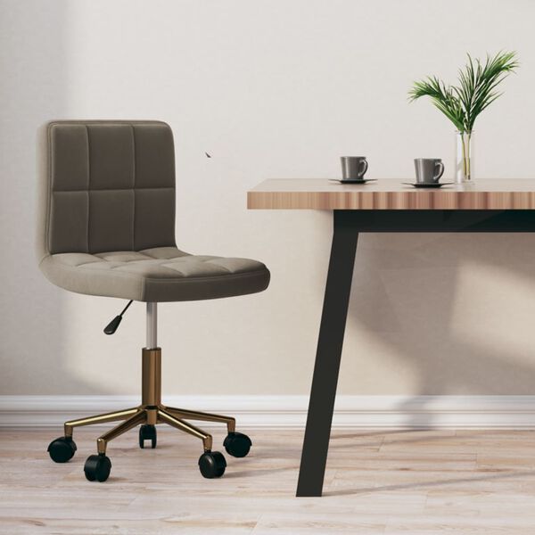 vidaXL Snurrbar matstol ljusgr&aring; sammet