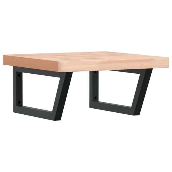 vidaXL V&auml;ggmonterad handfatshylla st&aring;l och massiv bok