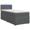vidaXL Boxspring s&auml;ng med madrass och LED M&ouml;rkgr&aring; 90 x 190 cm Tyg