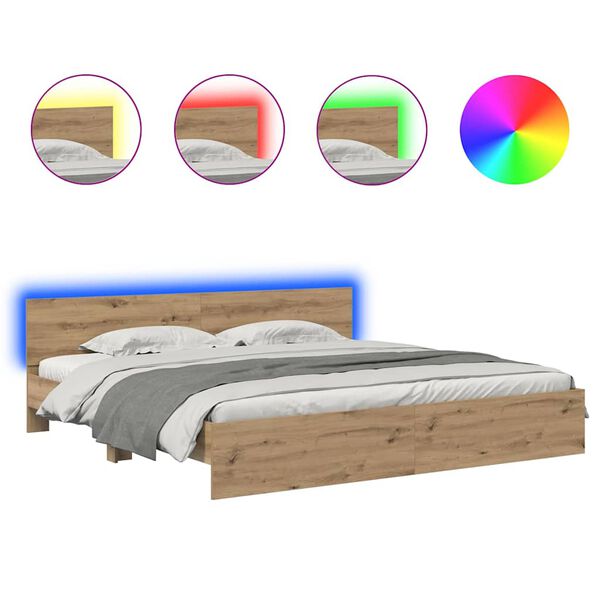 vidaXL S&auml;ngram med huvudgavel Artisan Ek 200 x 200 cm Konstruerat tr&auml;