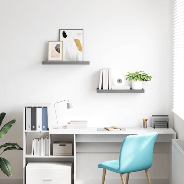 vidaXL Sv&auml;vande v&auml;gghyllor 2 st gr&aring; 60x23,5x3,8 cm MDF