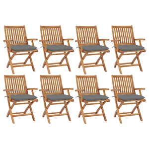 vidaXL Hopf&auml;llbara tr&auml;dg&aring;rdsstolar med dynor 8 st massiv teak