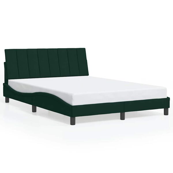vidaXL Bed Frame without Mattress "Hanko" Dark Green 140x190 cm Velvet