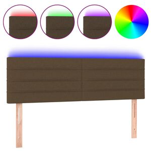 vidaXL S&auml;nggavel LED m&ouml;rkbrun 144x5x78/88 cm tyg
