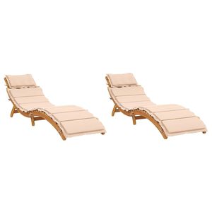 vidaXL Sols&auml;ngar med dynor 2 st beige massivt akaciatr&auml;