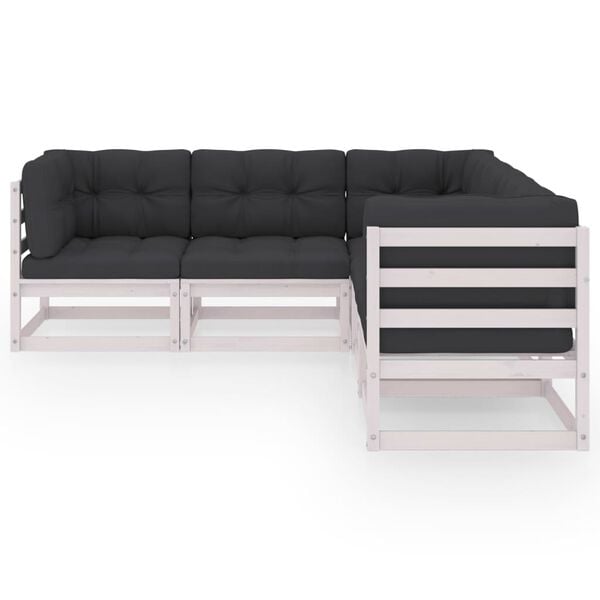 vidaXL Loungegrupp med dynor 5 delar massiv furu