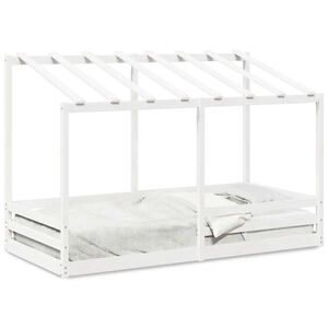 vidaXL Barns&auml;ng med tak vit 90x200 cm massiv furu