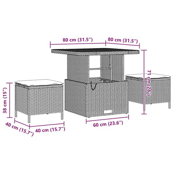 vidaXL Trädgårdsoffset med kudde 8 pcs Beige konstrotting
