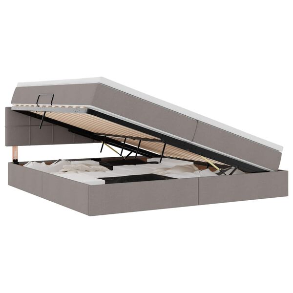 vidaXL F&ouml;rvaringss&auml;ng med LED med madrass Taupe 200 x 200 cm tyg