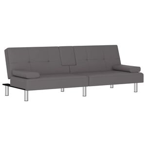 vidaXL B&auml;ddsoffa med muggh&aring;llare gr&aring; konstl&auml;der