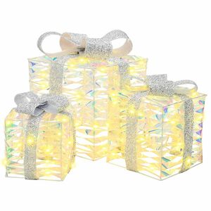 vidaXL Presentl&aring;da med 60 LED-lampor 3 pcs Varmvit 20 x 20 x 20 cm PET