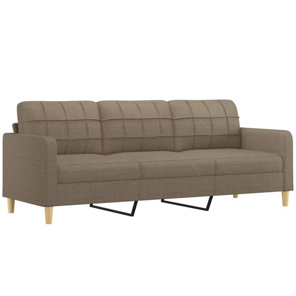 vidaXL 3-sitssoffa med kuddar&dynor taupe 210 cm tyg