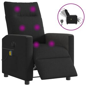 vidaXL Elektrisk massagef&aring;t&ouml;lj med uppresningshj&auml;lp svart tyg