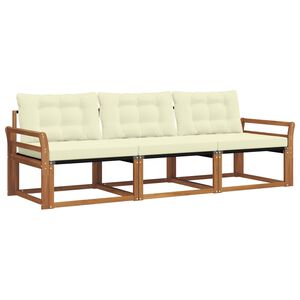 vidaXL Utomhussoffset med kudde 3 pcs Naturlig och Gr&auml;dde