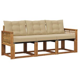 vidaXL Utomhussoffset med kudde 3 pcs Naturlig och Beige