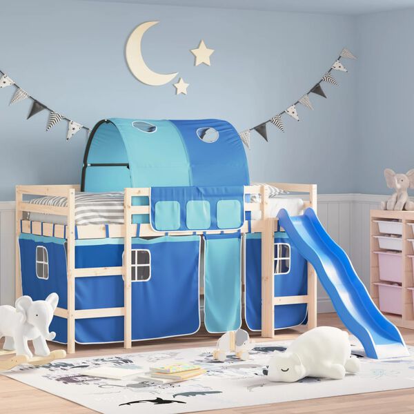 vidaXL Gardiner f&ouml;r lofts&auml;ng med tunnel bl&aring; polyester