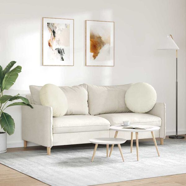 vidaXL Sittkuddar 2 pcs Kr&auml;m &Oslash;50 x 19 cm Sammet