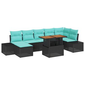 vidaXL Tr&auml;dg&aring;rdsoffset 8 st Svart Poly rattan