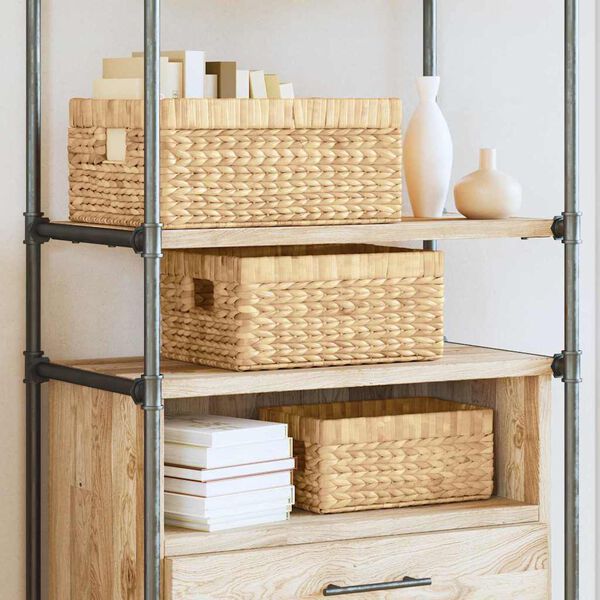 vidaXL F&ouml;rvaringskorgar 3 pcs Naturf&auml;rg 40 x 30 x 18 cm Vattenhyacint