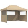 vidaXL Pop-Up hopf&auml;llbart partyt&auml;lt med 3 sidov&auml;ggar beige
