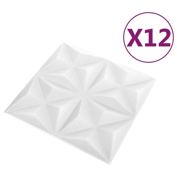 vidaXL V&auml;ggpaneler 12 pcs Origami Vit 50 x 50 cm XPS Skum