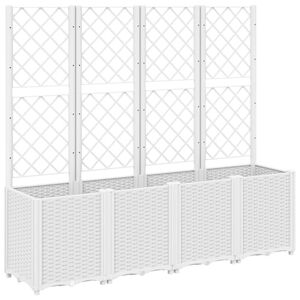 vidaXL Odlingsl&aring;da med spalj&eacute; vit 160x40x140 cm PP