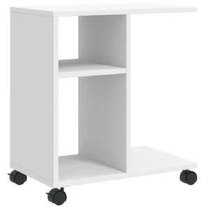 vidaXL Sidobord med hjul vit 50x30x55 cm konstruerat tr&auml;