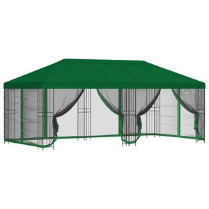 vidaXL Paviljong med v&auml;ggar 6 x 3 m Gr&ouml;n Polyester och St&aring;l 190