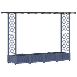 vidaXL Upph&ouml;jd B&auml;dd med Spalj&eacute; och Tak Gr&aring; 203 x 40 x 123 cm PP