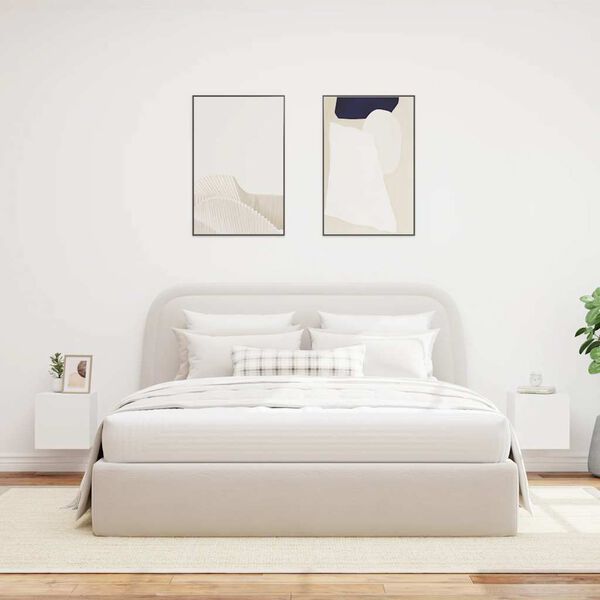 vidaXL V&auml;ggmonterad tv-b&auml;nk LED 2 st vit 30,5x35x30 cm