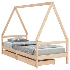vidaXL S&auml;ngram f&ouml;r barns&auml;ng m. l&aring;dor 80x200 cm massiv furu