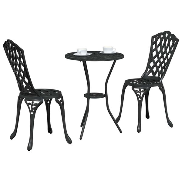 vidaXL Trädgårds Bistro Set 3 pcs Svart Aluminium