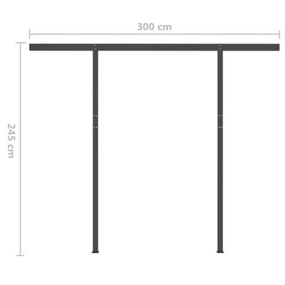 vidaXL Markis med stolpar automatisk infällbar 3x2,5 m gräddvit