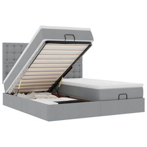 vidaXL Ottoman s&auml;ngram med madrasser ljusgr&aring; 200x200 cm tyg