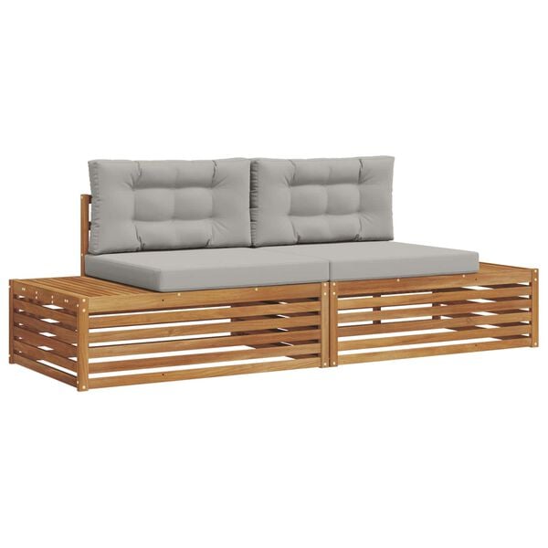 vidaXL Utomhussoffset med kudde 2 Stycke Naturlig och Ljus Gr&aring;